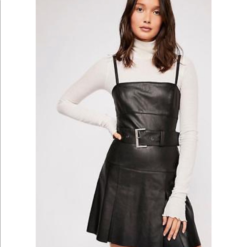 NWT free people vegan leather mini dress LBD